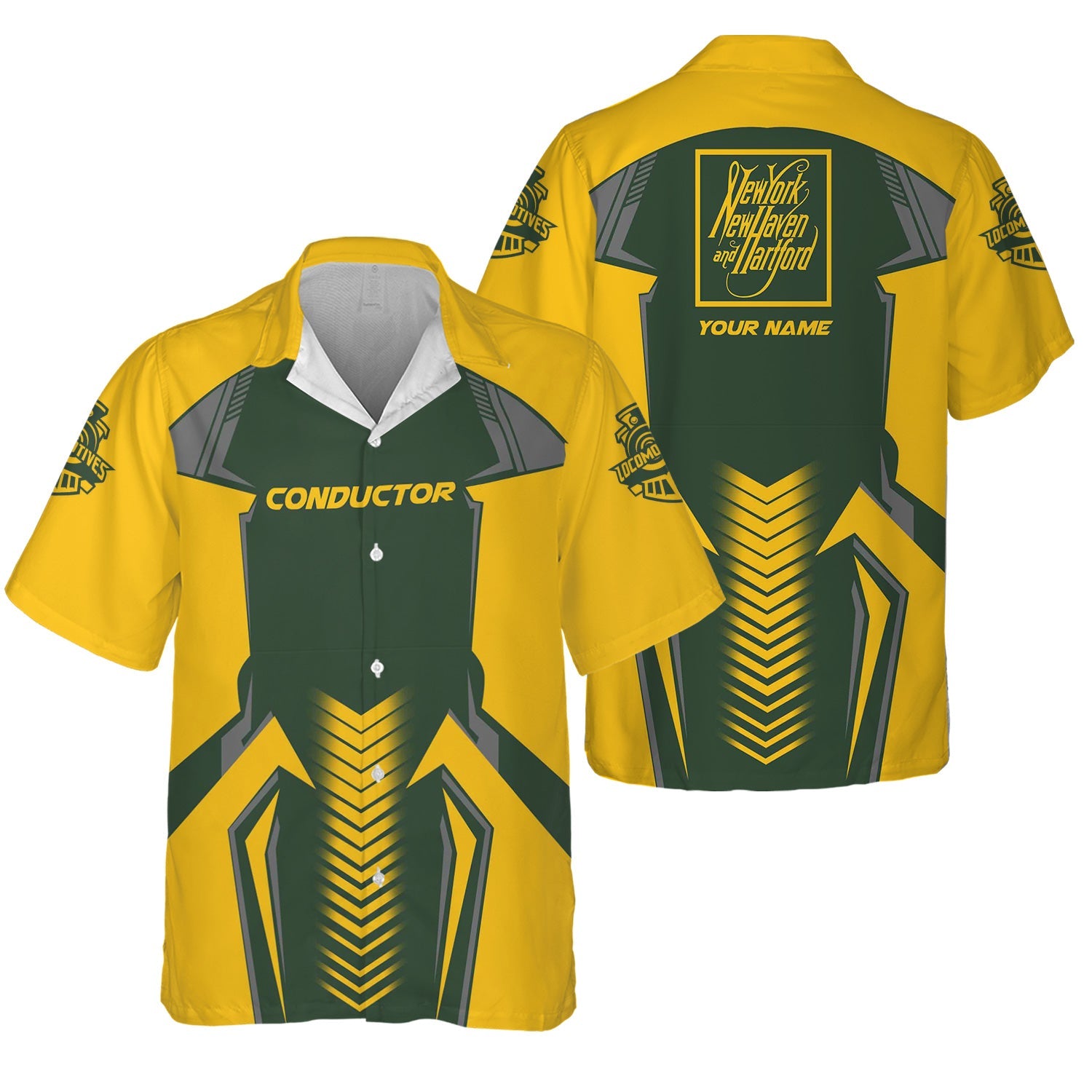 Railspirit Personalized New York, New Haven and Hartford Railroad Hawaiian Shirt Standout Style with Custom Position New Haven Railroad Train Shirt