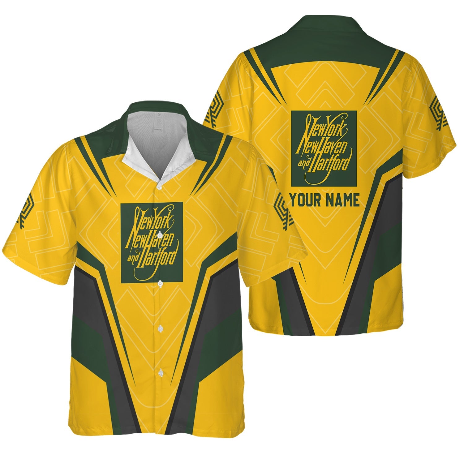 Railspirit Personalized New York, New Haven and Hartford Railroad Hawaiian Shirt Railway Inspired Apparel New Haven Railroad Train Shirt