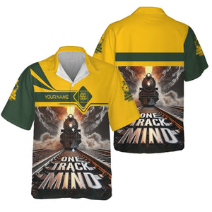 Railspirit Personalized New York, New Haven and Hartford Railroad Hawaiian Shirt One Track Mind New Haven Railroad Train Printed Shirt