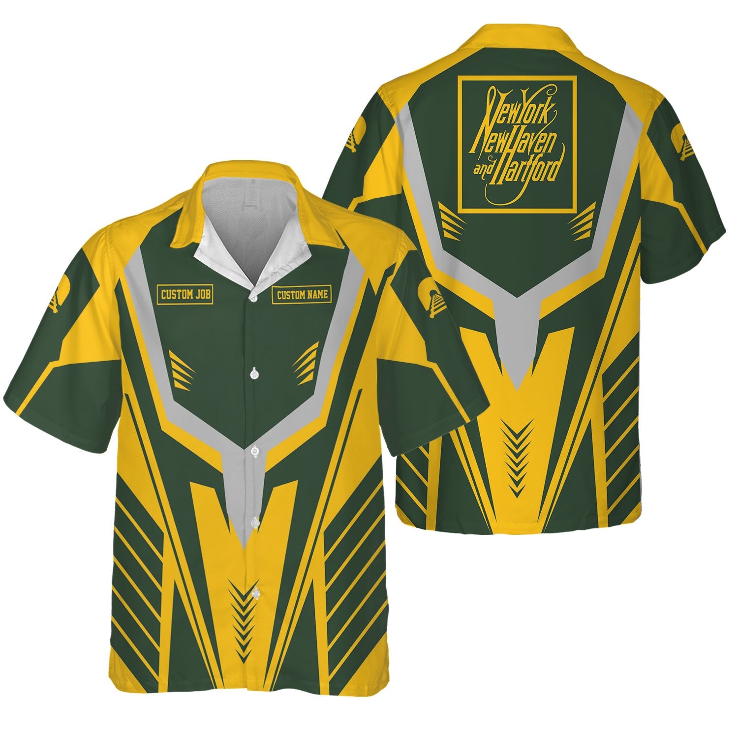 Railspirit Personalized New York, New Haven and Hartford Railroad Hawaiian Shirt Workwear-Inspired Custom Position New Haven Railroad Train Shirt