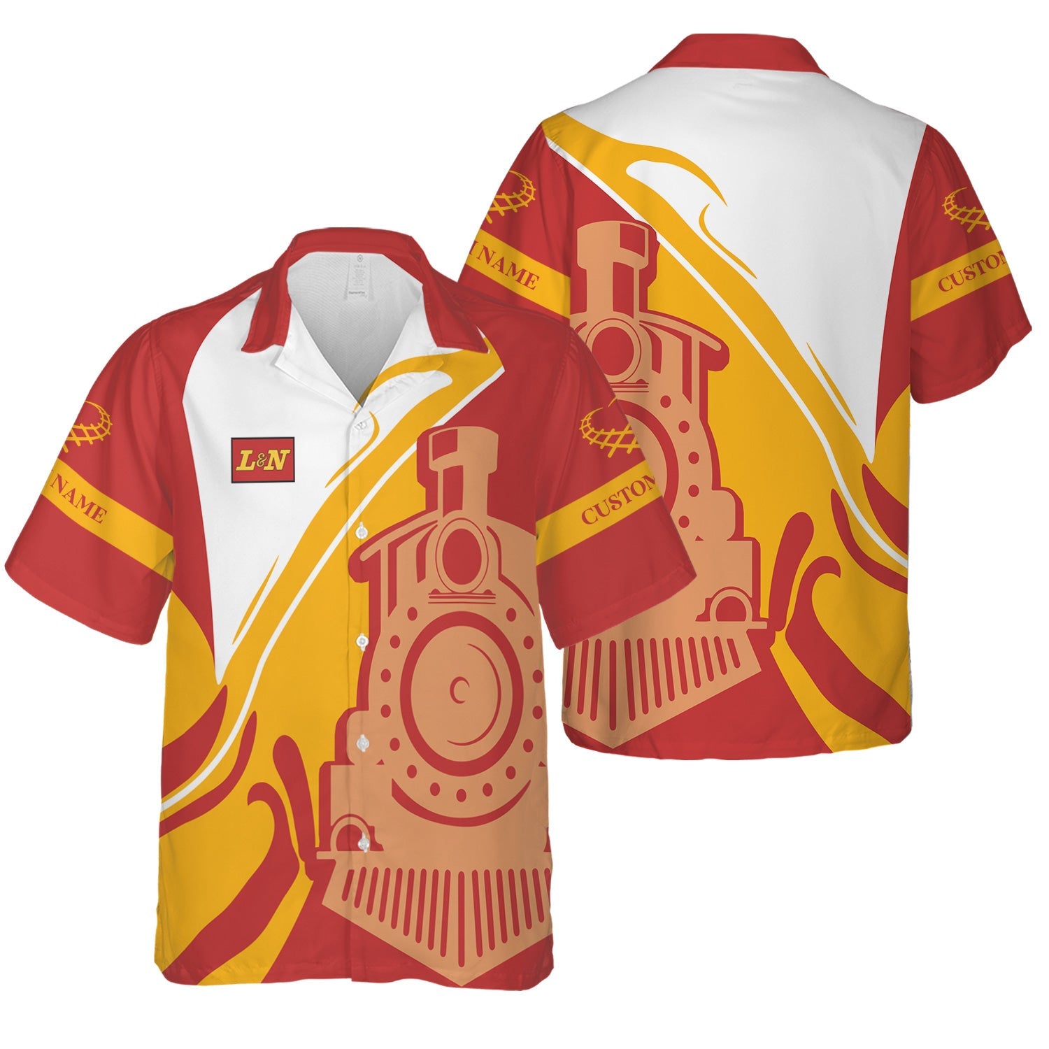 Railspirit Personalized Louisville and Nashville Railroad Hawaiian Shirt Flame-Inspired Style L&N Shirt Gift Idea For Train Lovers