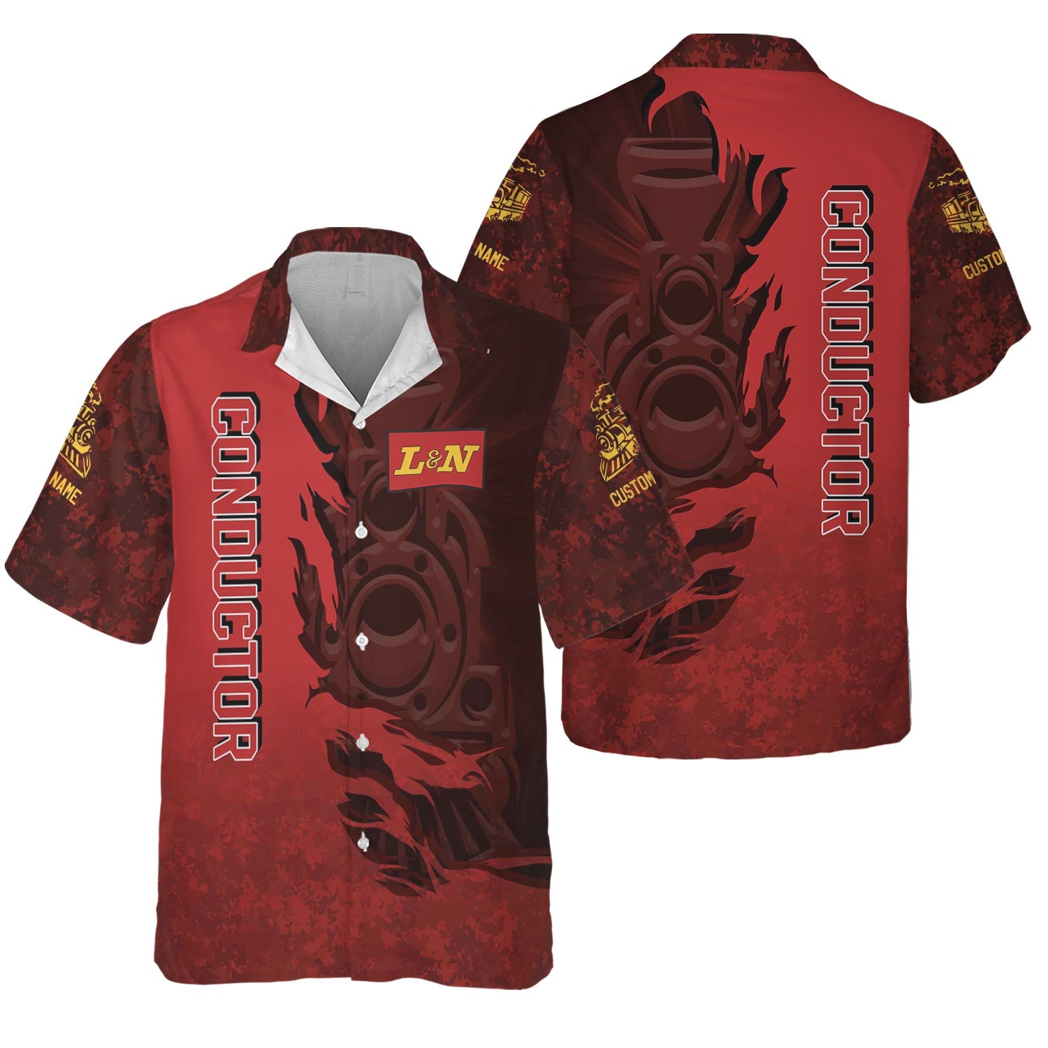 Railspirit Personalized Louisville and Nashville Railroad Hawaiian Shirt Blazing Style with Custom Position L&N Train Shirt