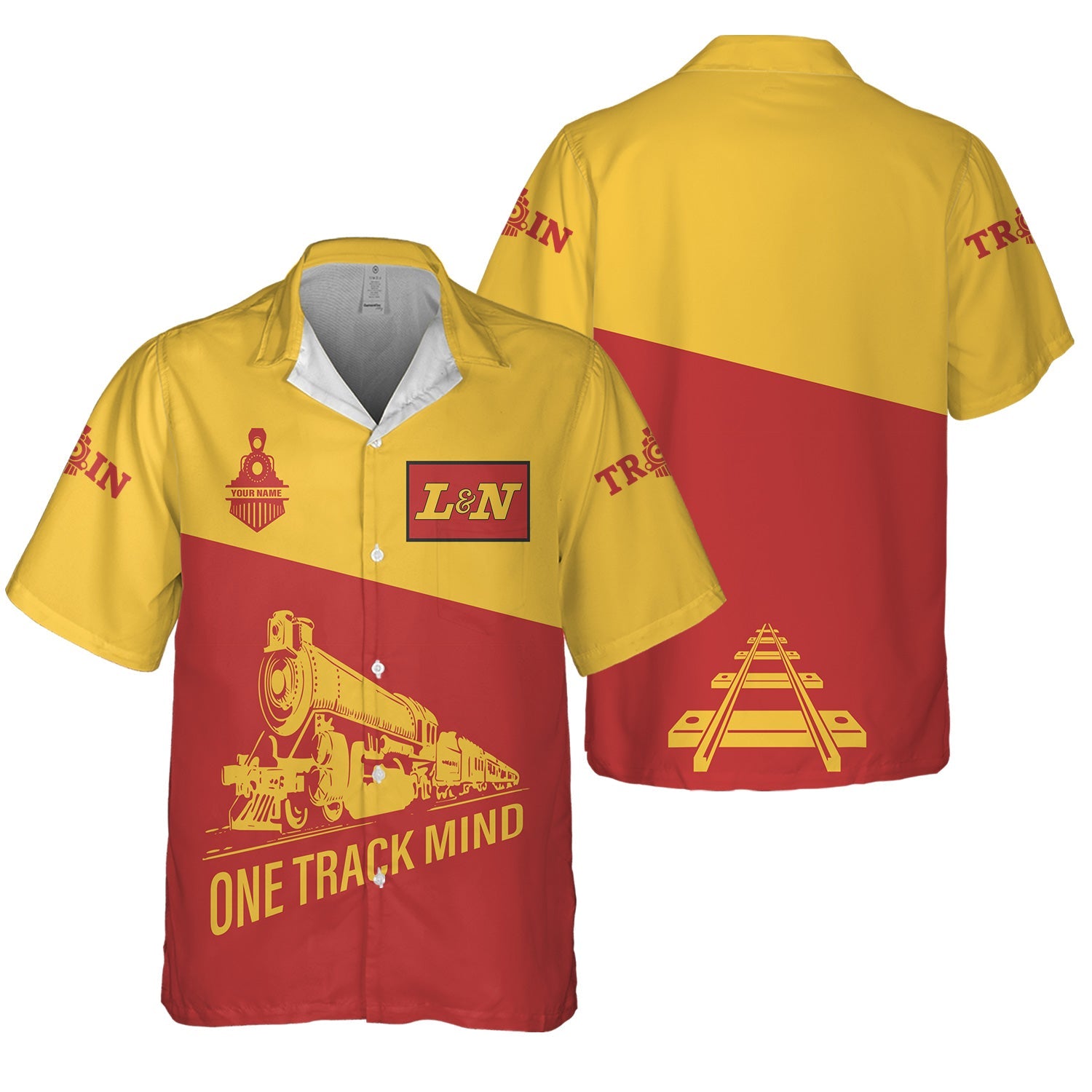 Railspirit Personalized Louisville and Nashville Railroad Hawaiian Shirt One Track Mind Unisex Train Shirt Gift Idea For Train Lover