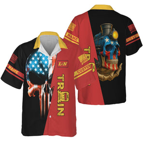 Railspirit Personalized Louisville and Nashville Railroad Hawaiian Shirt Train Skull American Flag L&N Shirt All Over Print
