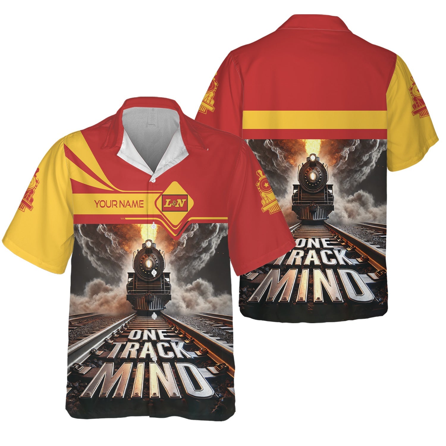 Railspirit Personalized Louisville and Nashville Railroad Hawaiian Shirt One Track Mind L&N Train Printed Shirt