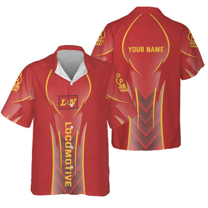 Railspirit Personalized Louisville and Nashville Railroad Hawaiian Shirt Striking Line Style L&N Train Shirt For Locomotive Lovers