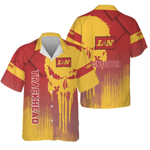 Railspirit Personalized Louisville and Nashville Railroad Hawaiian Shirt Skull Design with Custom Job L&N Train Shirt for Trackhead Crew