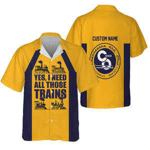 Railspirit Custom Name Chesapeake and Ohio Railway Hawaiian Shirt Yes I Need All Those Train C&O Printed Shirt
