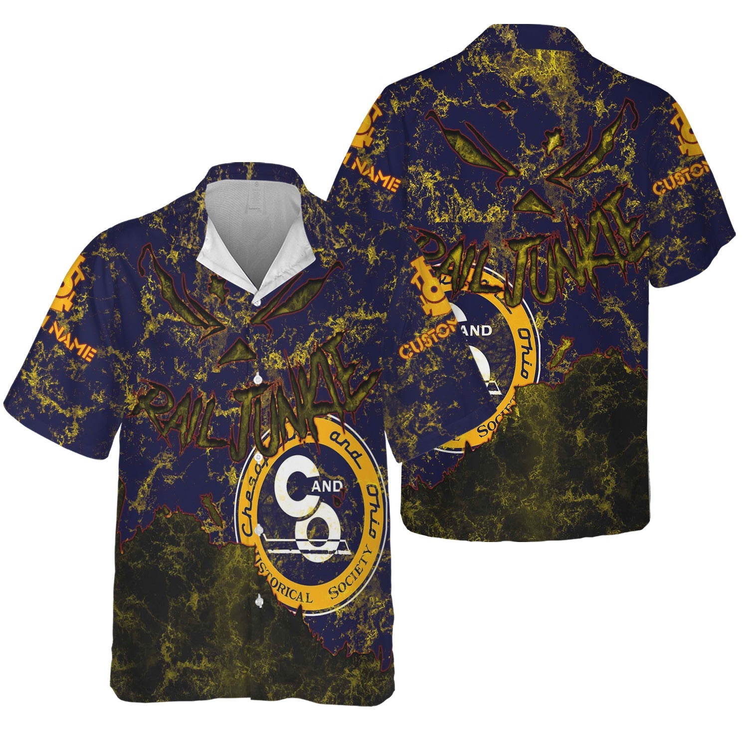 Railspirit Personalized Chesapeake and Ohio Railway Hawaiian Shirt Torn Graphic Style C&O Train Shirt For Rail Junkie