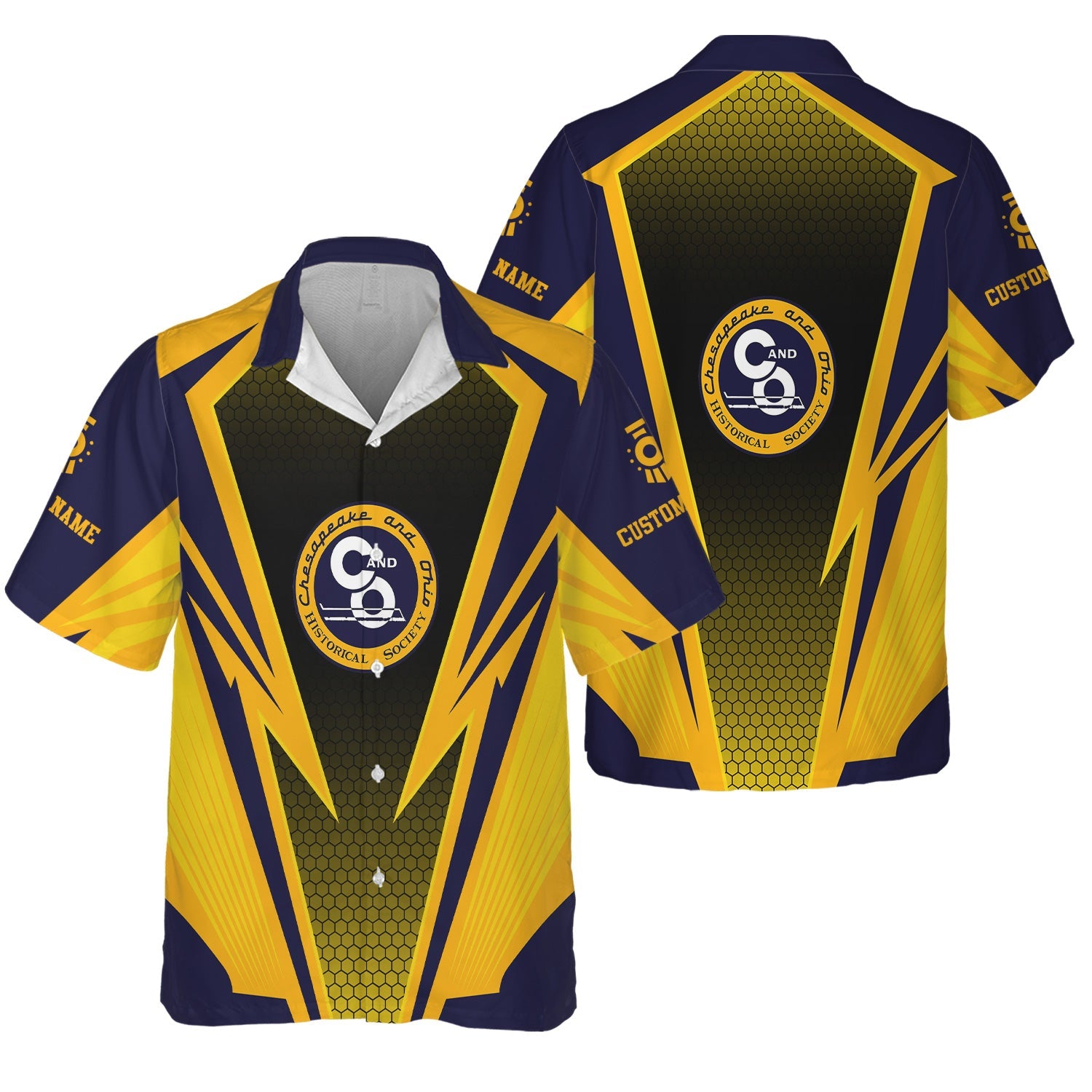 Railspirit Personalized Chesapeake and Ohio Railway Hawaiian Shirt Lightning Graphic Style C&O Shirt Gift Idea For Train Lover