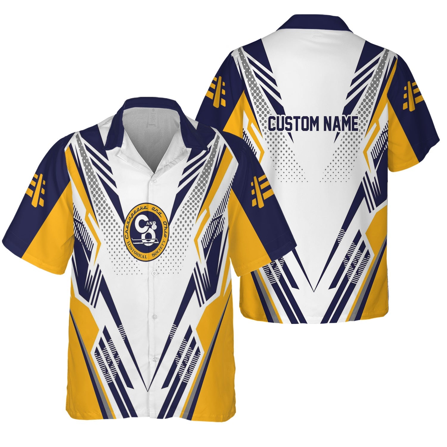 Railspirit Personalized Chesapeake and Ohio Railway Hawaiian Shirt Railroad Tribute Design C&O Train Shirt for Train Lovers