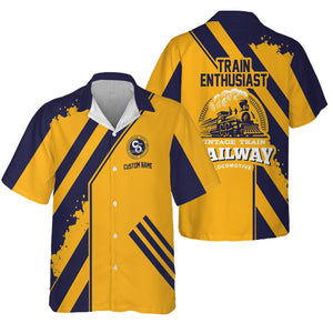 Railspirit Personalized Chesapeake and Ohio Railway Hawaiian Shirt Locomotive Design C&O Train Shirt for Train Enthusiast