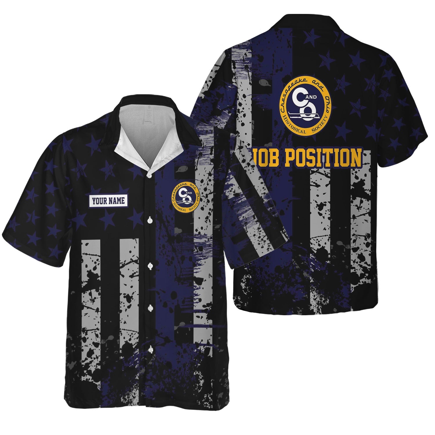 Railspirit Personalized Chesapeake and Ohio Railway Hawaiian Shirt Artistic Paint American Flag Style C&O Train Shirt