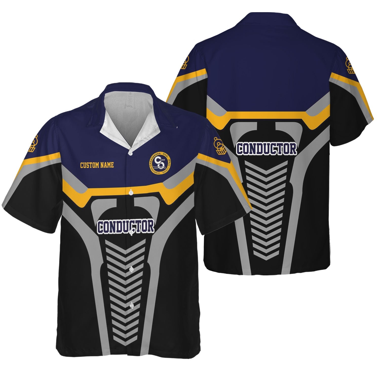 Railspirit Personalized Chesapeake and Ohio Railway Hawaiian Shirt Track-Inspired with Custom Job Position C&O Train Shirt