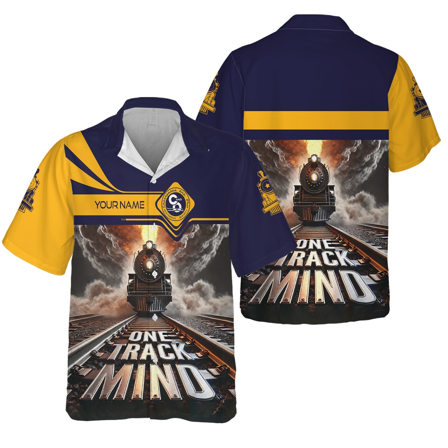 Railspirit Personalized Chesapeake and Ohio Railway Hawaiian Shirt One Track Mind C&O Train Printed Shirt