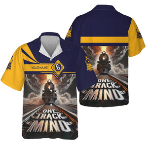 Railspirit Personalized Chesapeake and Ohio Railway Hawaiian Shirt One Track Mind C&O Train Printed Shirt