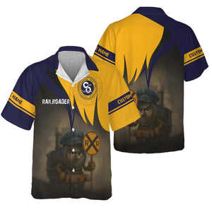 Railspirit Personalized Chesapeake and Ohio Railway Hawaiian Shirt Angry Train C&O Hawaiian Shirt Gift Idea For Train Lover