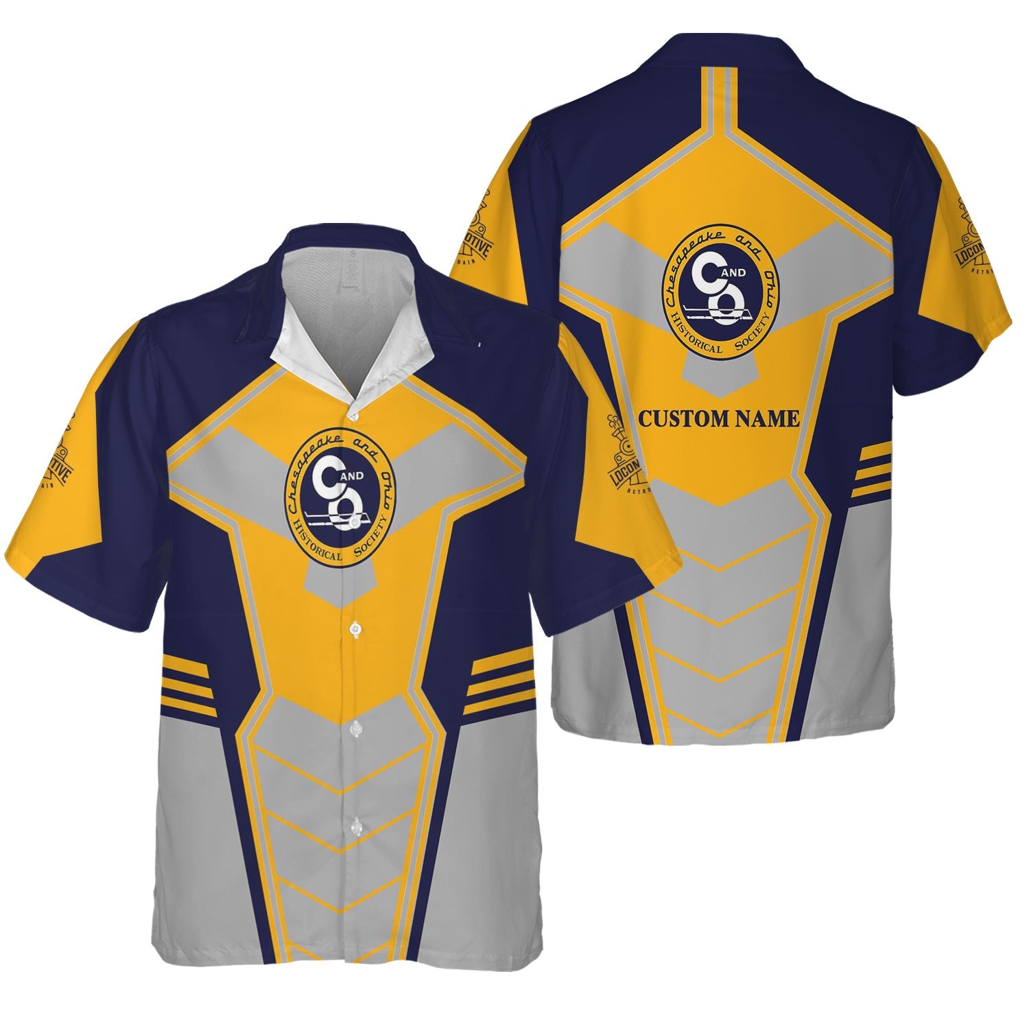 Railspirit Personalized Chesapeake and Ohio Railway Hawaiian Shirt Engine-Inspired Style C&O Train Shirt for Railroad Fanatic