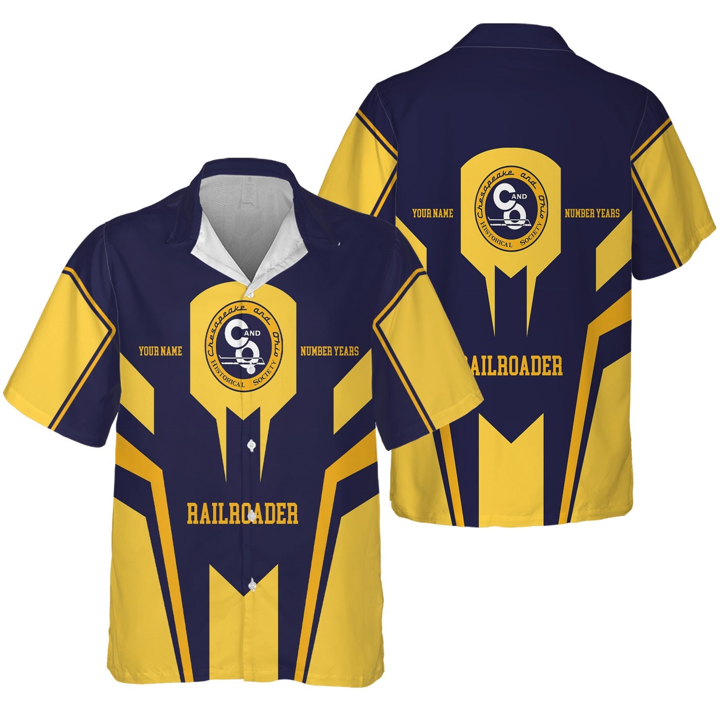 Railspirit Personalized Chesapeake and Ohio Railway Hawaiian Shirt Custom Year Railroader C&O Shirt Gift Idea For Train Lover