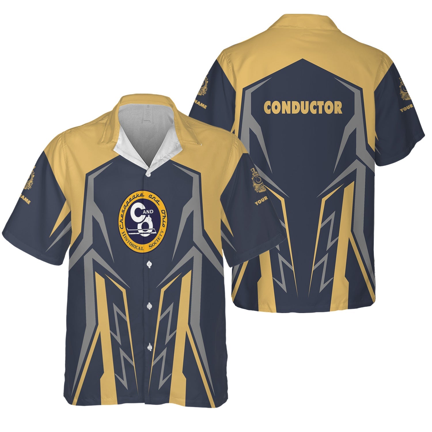 Railspirit Personalized Chesapeake and Ohio Railway Hawaiian Shirt Futuristic Design with Custom Job C&O Train Shirt