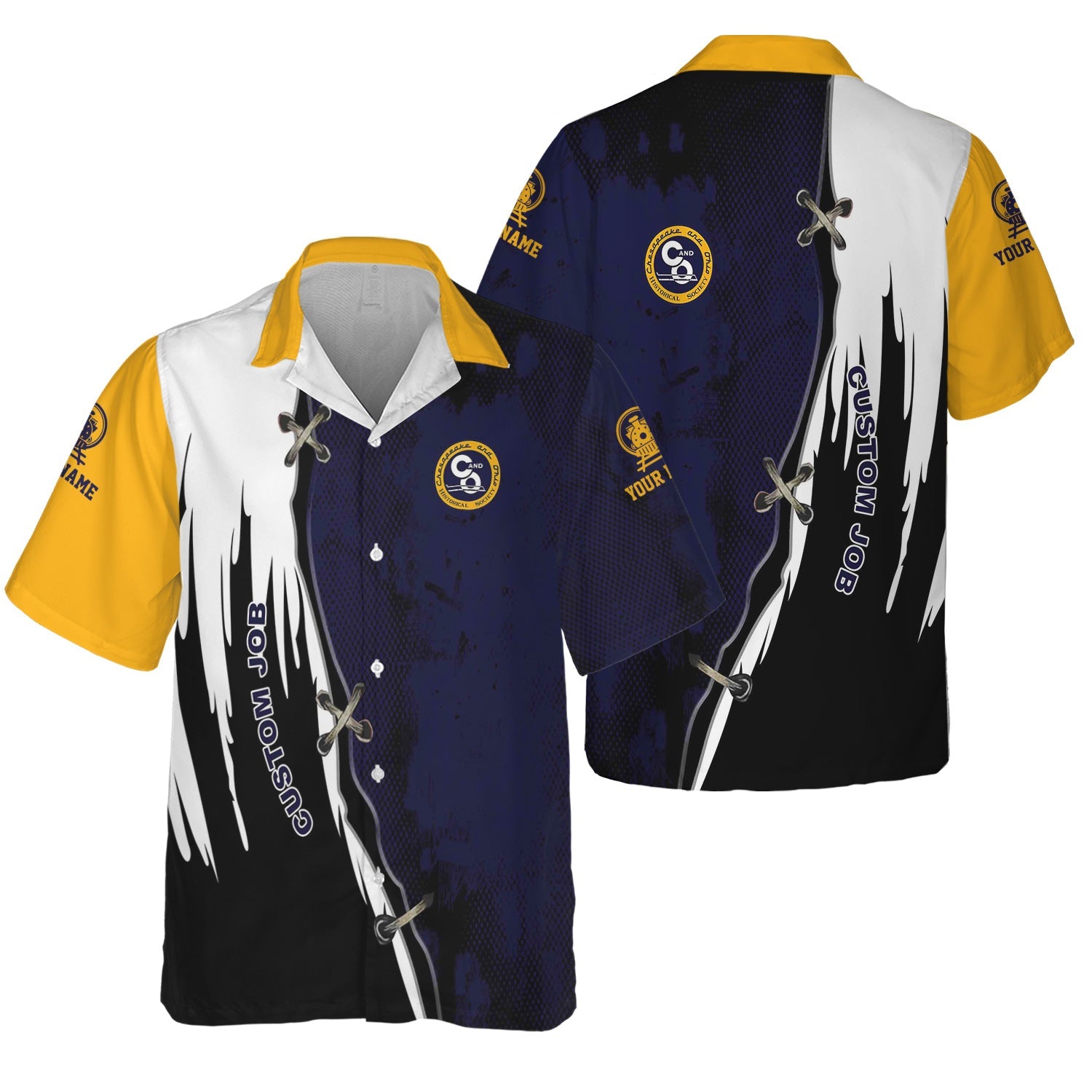 Railspirit Personalized Chesapeake and Ohio Railway Hawaiian Shirt Retro Stitches Design with Custom Position C&O Train Shirt