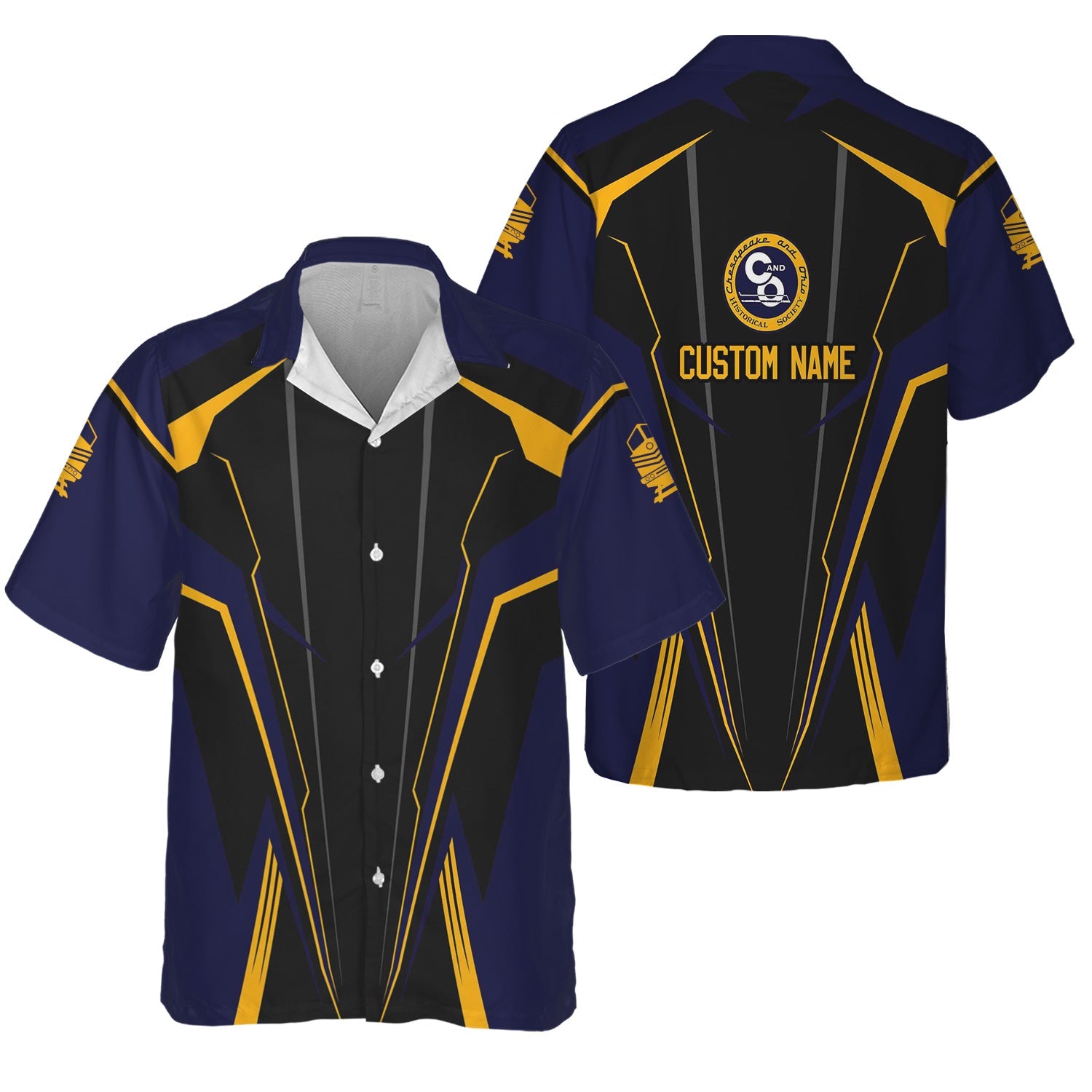 Railspirit Personalized Chesapeake and Ohio Railway Hawaiian Shirt Lightning-Edge Design C&O Train Shirt For Railroad Lovers