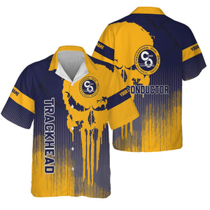 Railspirit Personalized Chesapeake and Ohio Railway Hawaiian Shirt Skull Design with Custom Job C&O Train Shirt for Trackhead Crew