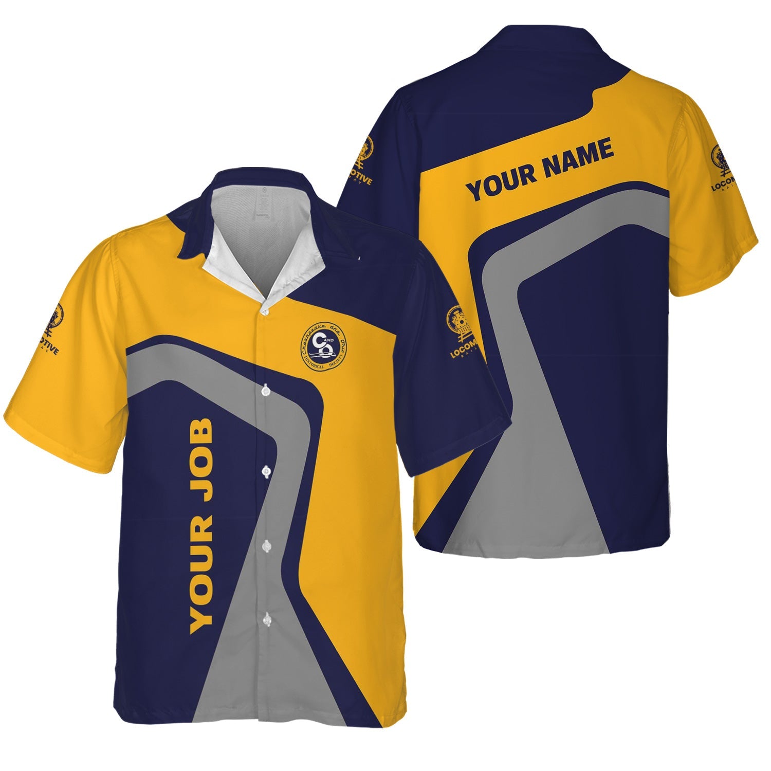 Railspirit Personalized Chesapeake and Ohio Railway Hawaiian Shirt Unique Design with Custom Job Position C&O Train Shirt