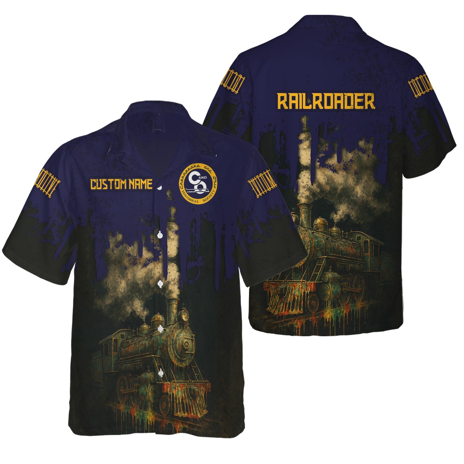 Railspirit Personalized Chesapeake and Ohio Railway Hawaiian Shirt Vintage Train Art Style C&O Shirt For Locomotive Fans