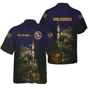 Railspirit Personalized Chesapeake and Ohio Railway Hawaiian Shirt Vintage Train Art Style C&O Shirt For Locomotive Fans