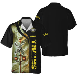 Railspirit Custom Name Clinchfield Railroad Hawaiian Shirt Railroad Crossing Sign Printed Train Shirt