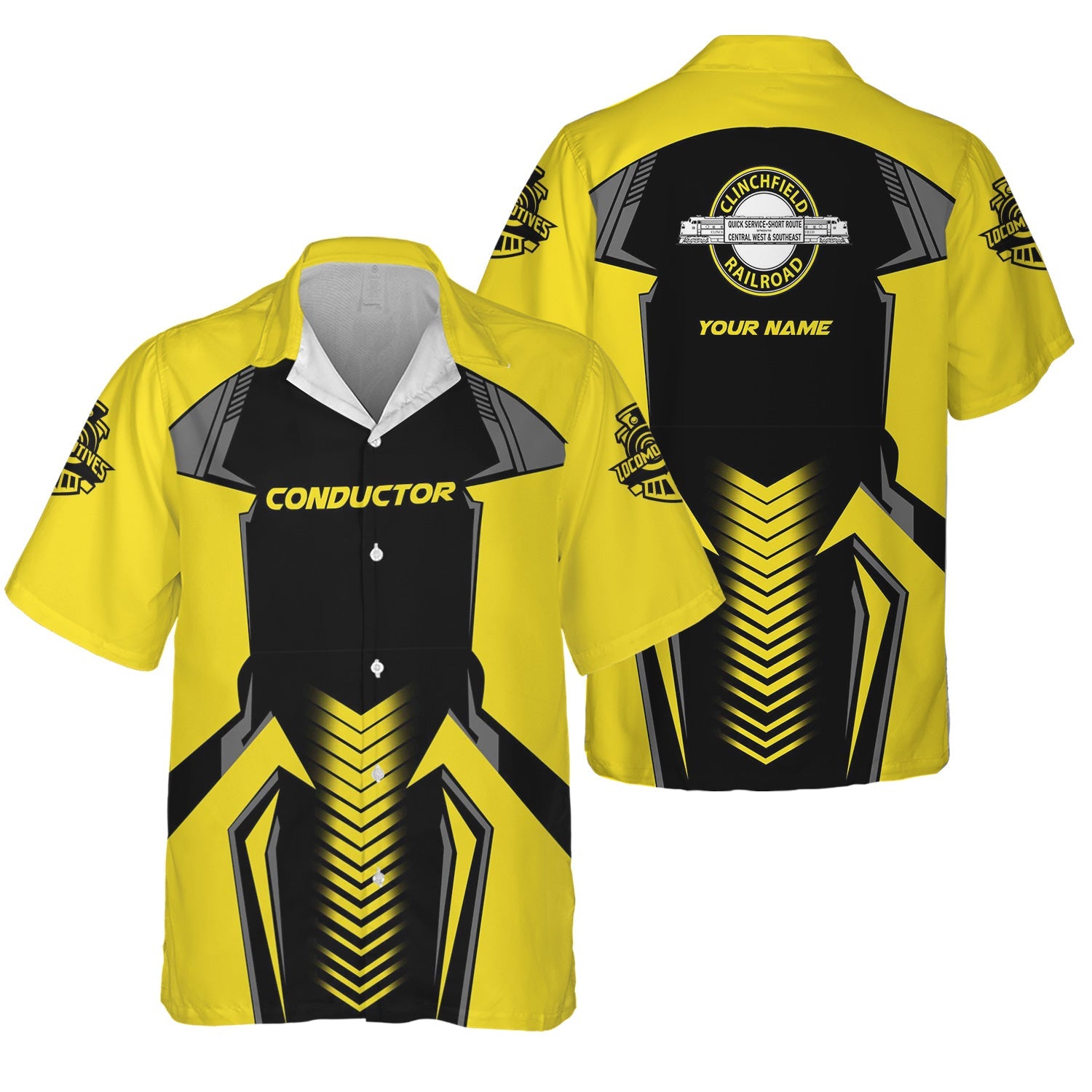 Railspirit Personalized Clinchfield Railroad Hawaiian Shirt Standout Style with Custom Position Train Shirt