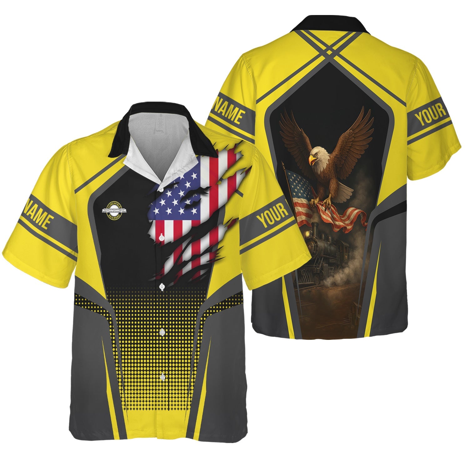 Railspirit Personalized Clinchfield Railroad Hawaiian Shirt American Eagle Vintage Train Shirt