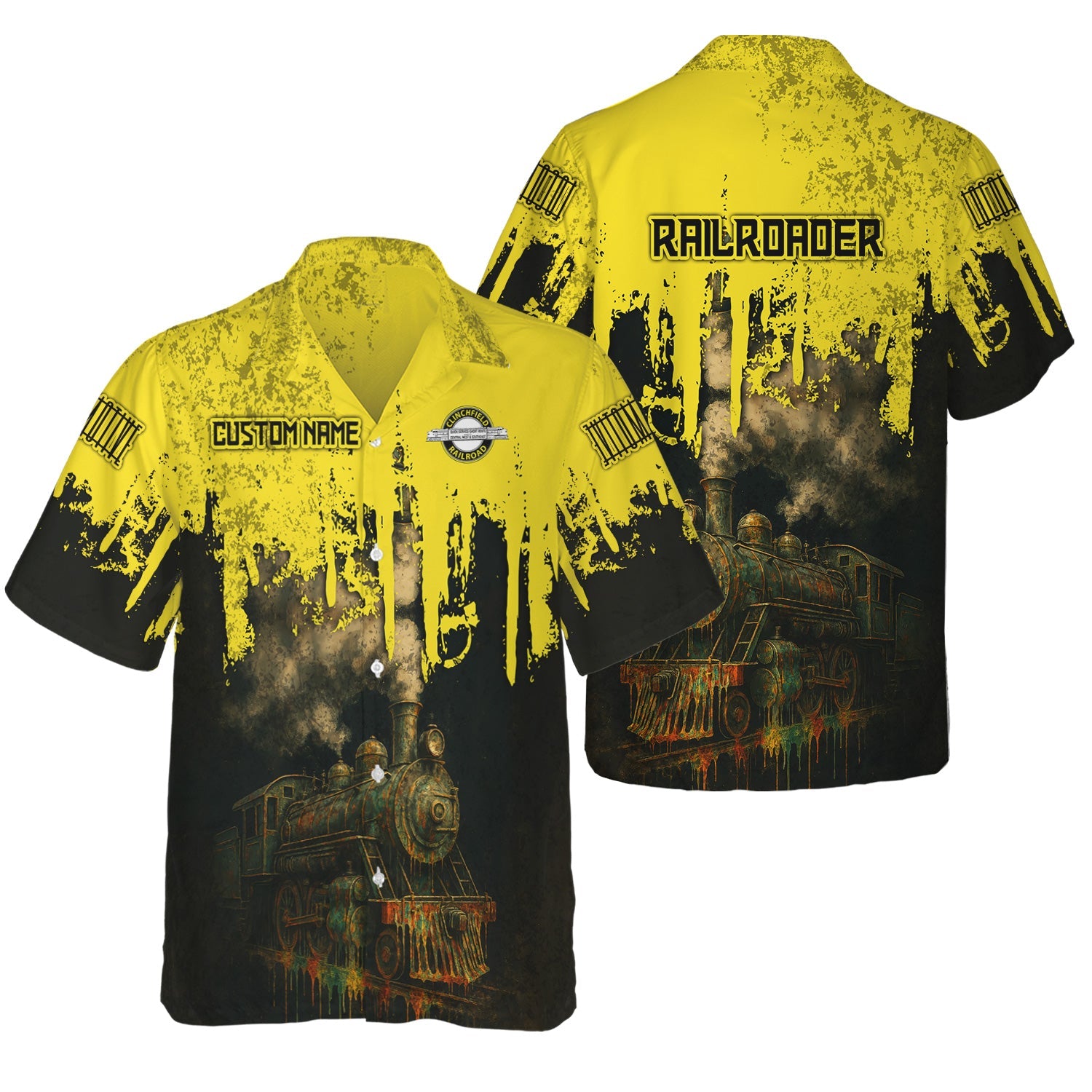 Railspirit Personalized Clinchfield Railroad Hawaiian Shirt Vintage Train Art Style Shirt For Locomotive Fans