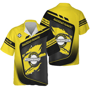 Railspirit Personalized Clinchfield Railroad Hawaiian Shirt Ripped Texture Style Train Shirt For Railroad Fanatic