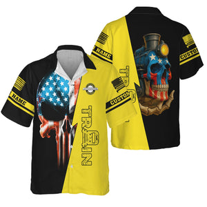 Railspirit Personalized Clinchfield Railroad Hawaiian Shirt Train Skull American Flag Shirt All Over Print