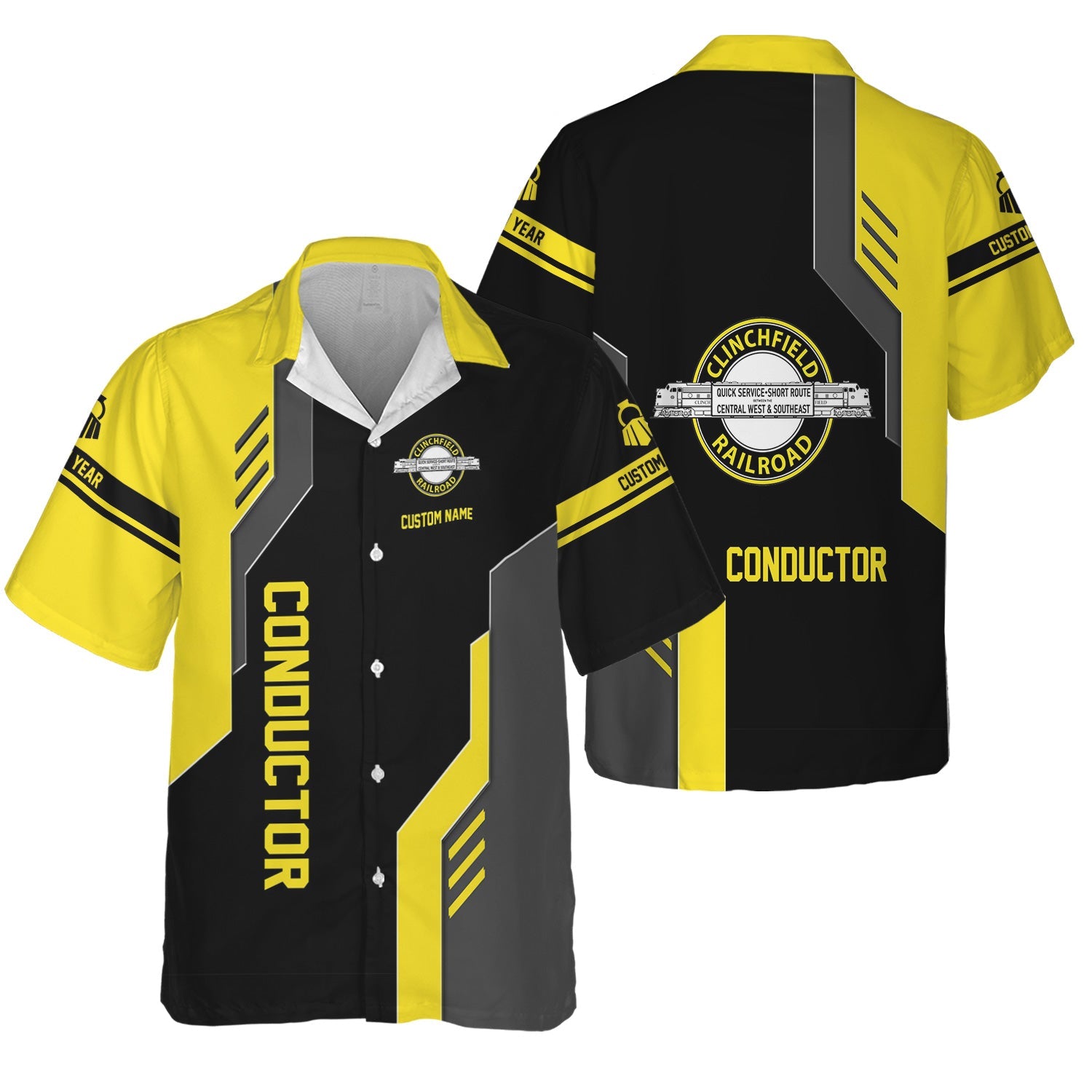 Railspirit Personalized Clinchfield Railroad Hawaiian Shirt Unique Railway Style with Custom Job Train Shirt