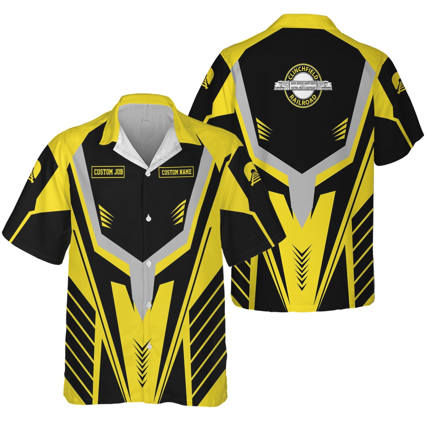 Railspirit Personalized Clinchfield Railroad Hawaiian Shirt Workwear-Inspired with Custom Position Train Shirt