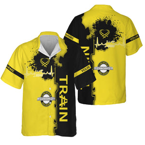 Railspirit Personalized Clinchfield Railroad Hawaiian Shirt Engine Heartbeat and Track Love Style Shirt Gift Idea For Train Lovers
