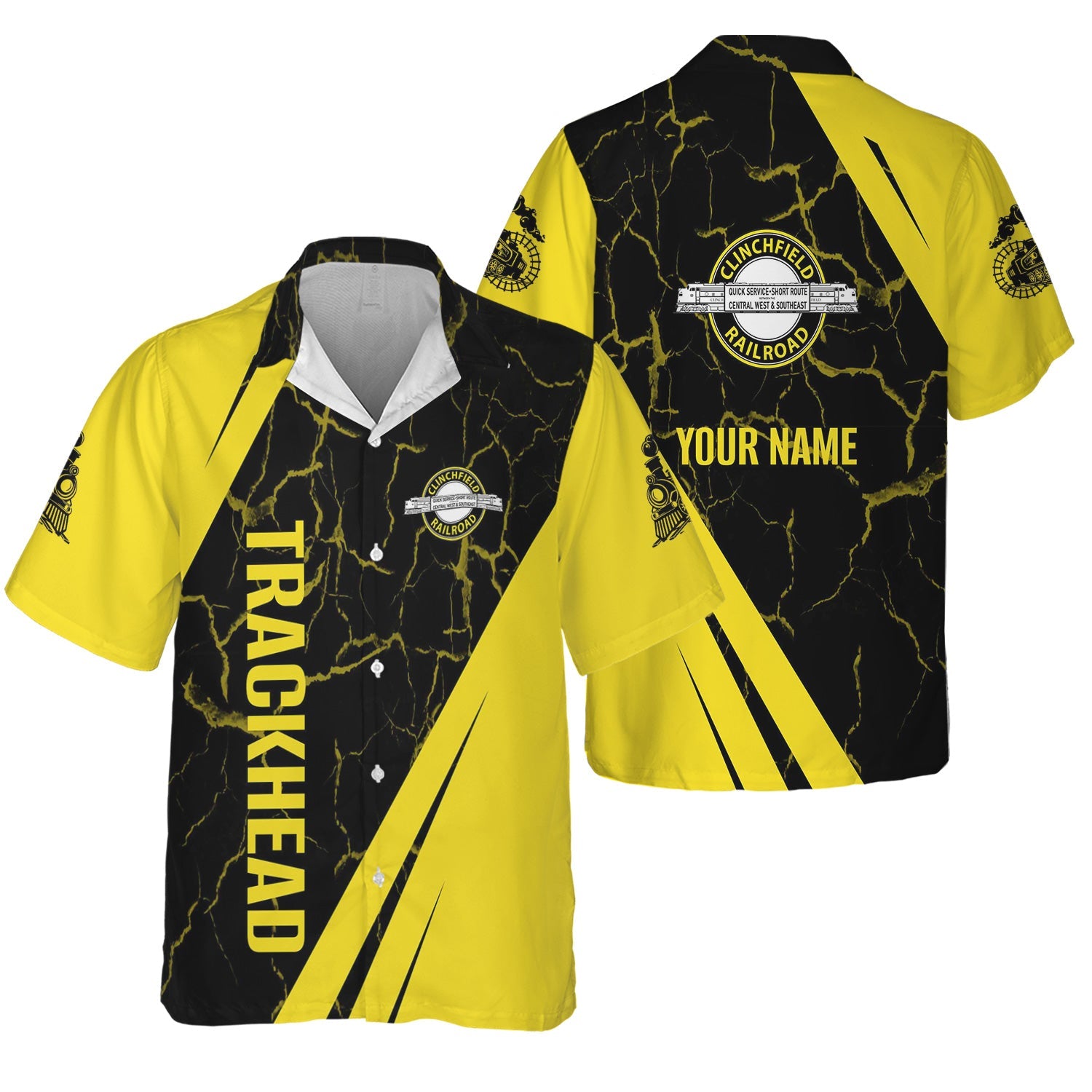 Railspirit Personalized Clinchfield Railroad Hawaiian Shirt Crackle Texture Style Shirt For Trackhead