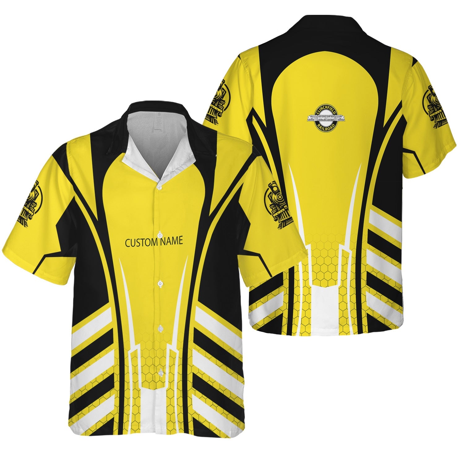 Railspirit Personalized Clinchfield Railroad Hawaiian Shirt Striped Railroad Style Train Shirt All Over Print