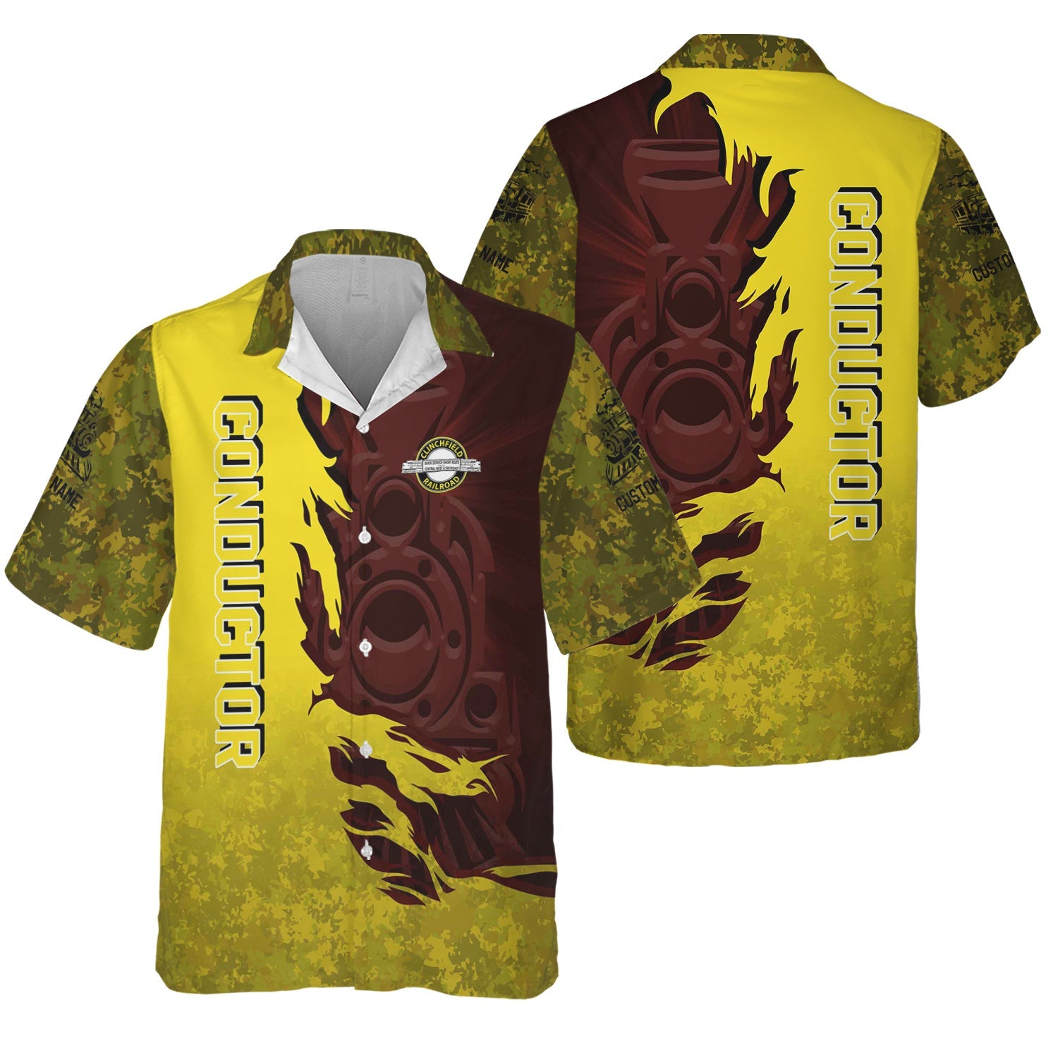 Railspirit Personalized Clinchfield Railroad Hawaiian Shirt Blazing Style with Custom Position Train Shirt
