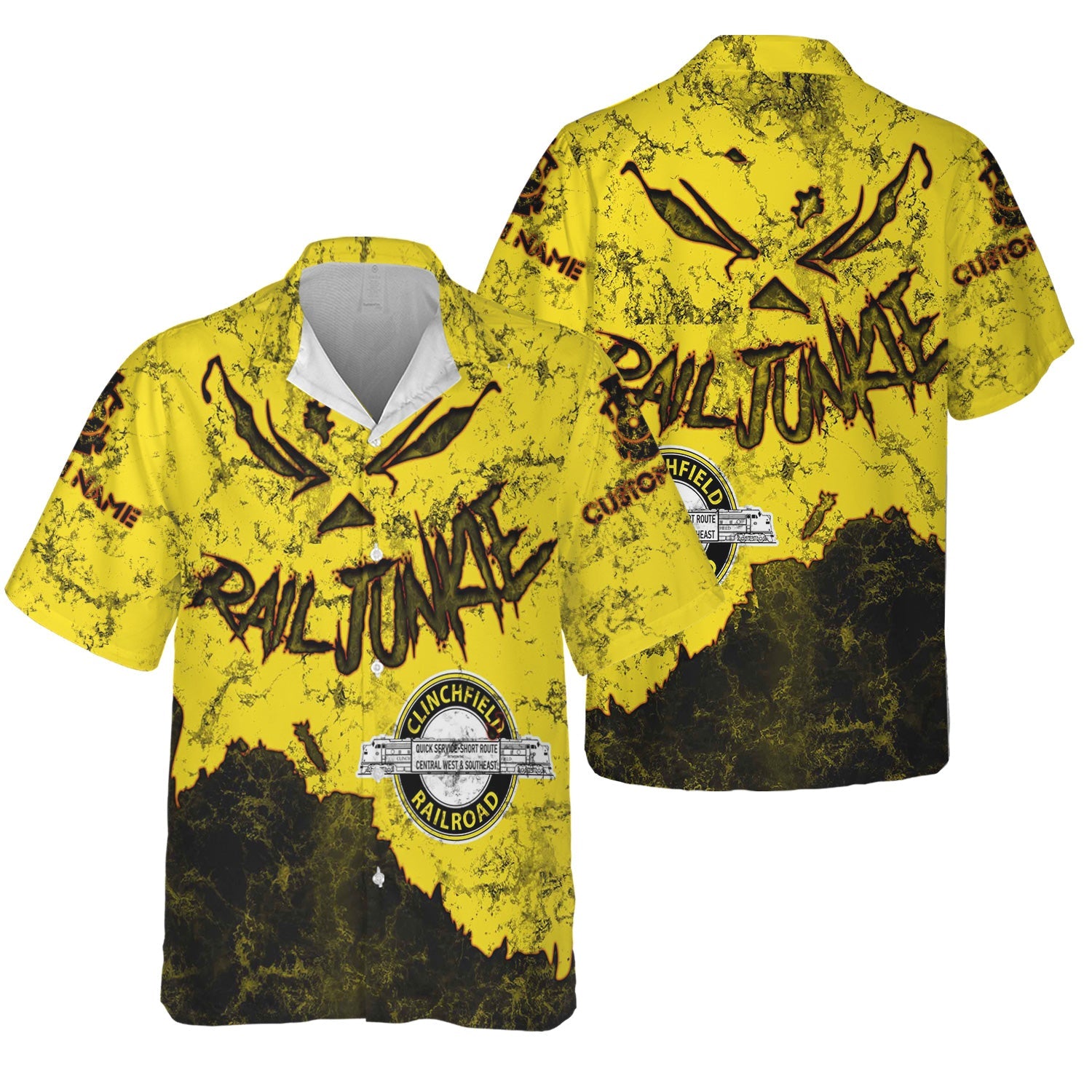 Railspirit Personalized Clinchfield Railroad Hawaiian Shirt Torn Graphic Style Train Shirt For Rail Junkie