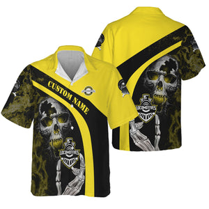 Railspirit Personalized Clinchfield Railroad Hawaiian Shirt Flame Skull Design Train Shirt for Locomotive Fans
