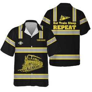 Railspirit Custom Name Clinchfield Railroad Hawaiian Shirt Eat Train Sleep Repeat Printed Train Shirt