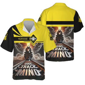 Railspirit Personalized Clinchfield Railroad Hawaiian Shirt One Track Mind Train Printed Shirt