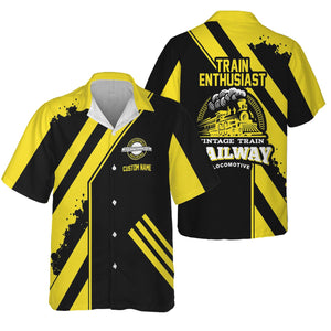 Railspirit Personalized Clinchfield Railroad Hawaiian Shirt Locomotive Design Train Shirt for Train Enthusiast