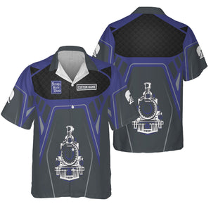 Railspirit Personalized New York, Chicago and St. Louis Railroad Hawaiian Shirt Steam Locomotive Engine Graphic Nickel Plate Road Train Shirt