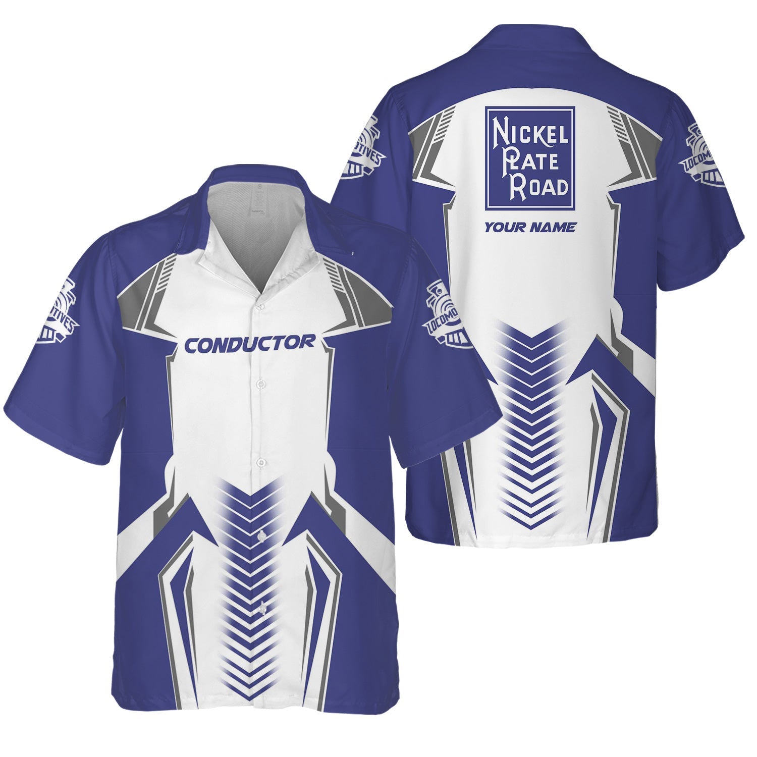 Railspirit Personalized New York, Chicago and St. Louis Railroad Hawaiian Shirt Standout Style with Custom Position Nickel Plate Road Train Shirt