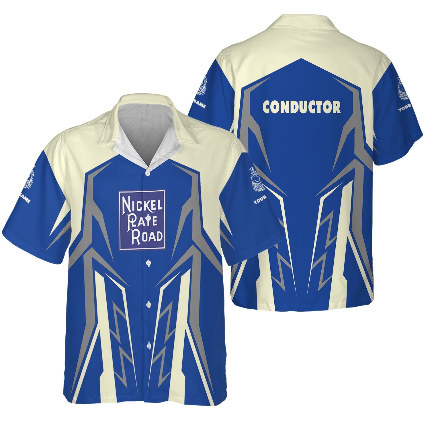 Railspirit Personalized New York, Chicago and St. Louis Railroad Hawaiian Shirt Futuristic Design with Custom Job Nickel Plate Road Train Shirt